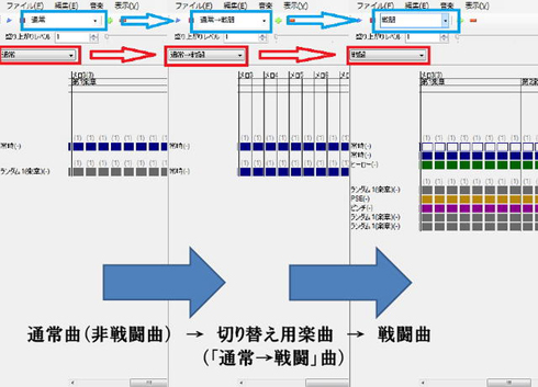 戦闘から平常への楽曲の切り替え