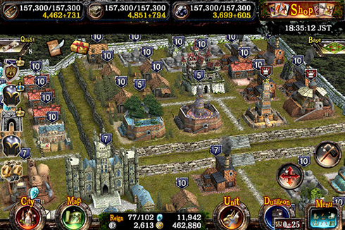 スマートフォンの本格シミュレーションゲームとして人気を集めた 『Kingdom Conquest』(画面写真は『2』のもの)
